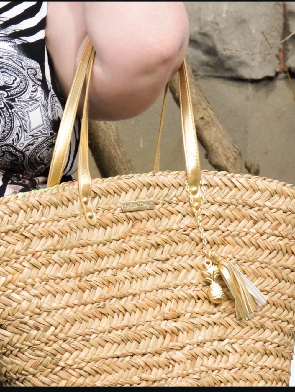 Lilly Pulitzer for Target Straw Woven Tote Bag with Yellow Floral Lining